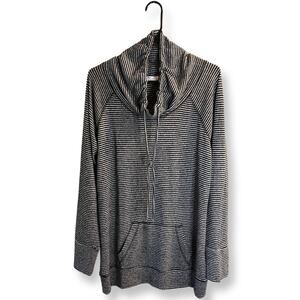 GKLA, S, Black Gray stripe, Cowl neck, Long sleeve top